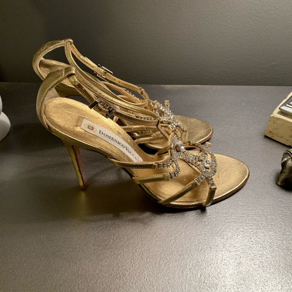 Domenico Vacca gold metallic and jewelled heeled sandals - Picture 4 of 7